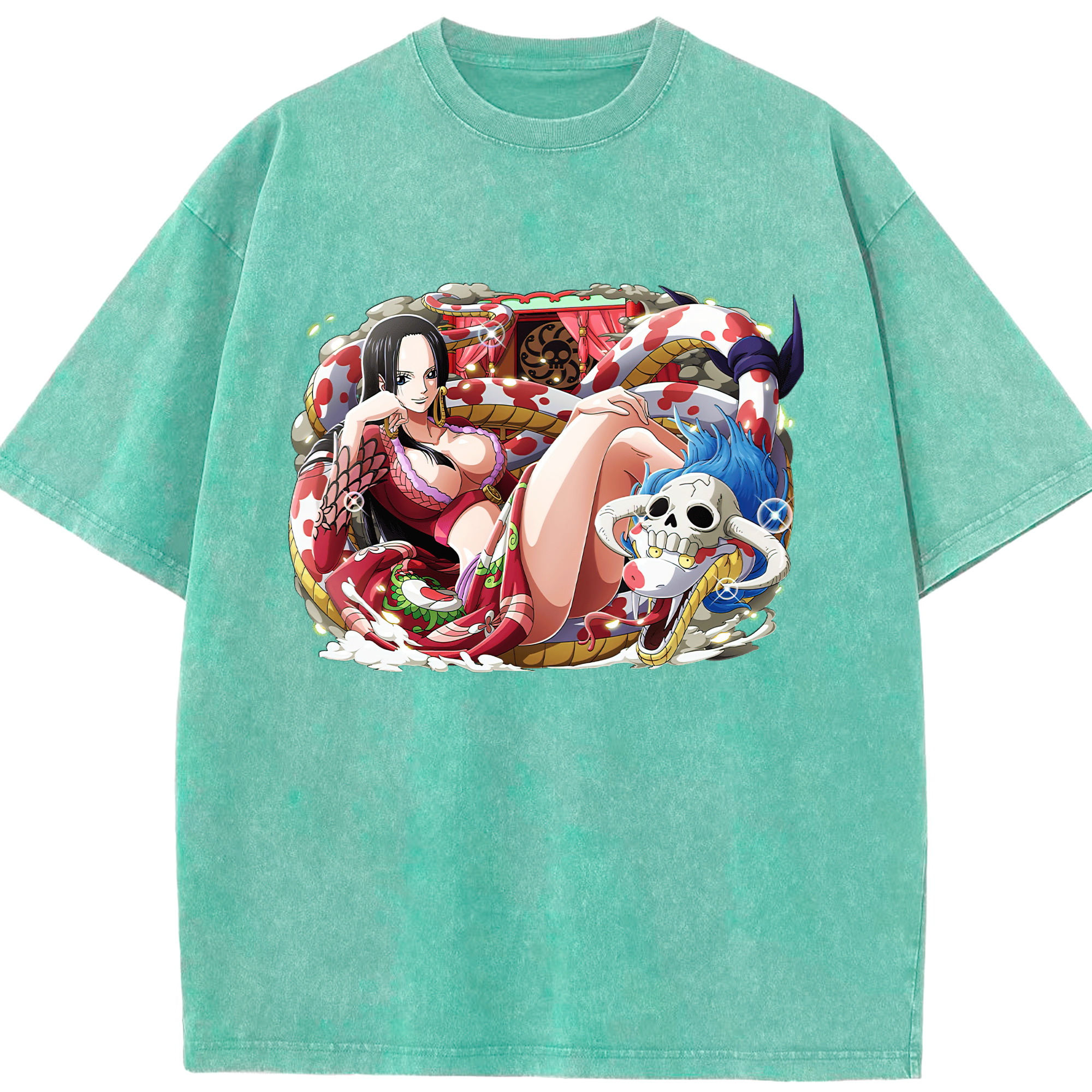 ワンピース ボア・ハンコック ONE PIECE Boa·Hancock 綿100% ヴィンテージ風 半袖Tシャツ（フロントプリント）